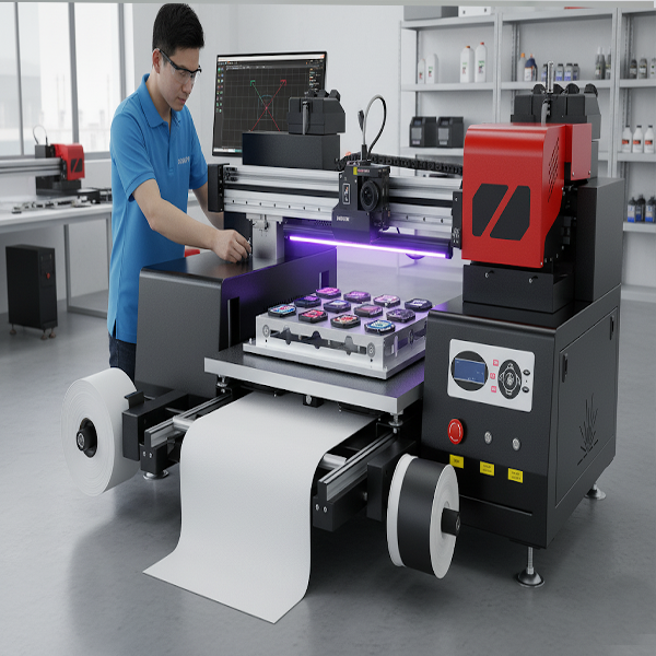 Industrial-grade china uv printer 6090 for mass customization Operator using china uv printer 6090 for high-efficiency cup and promotional product printing