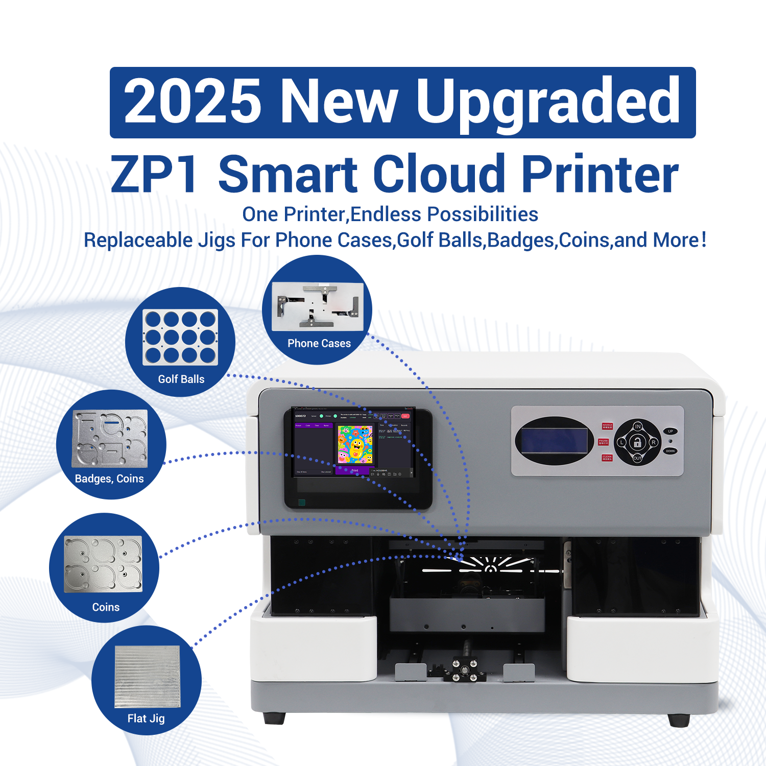 Refinecolor RF-ZP1S Multi-function Smart Wifi A5 UV Printer For Coins, Golf Ball, Phone Cases, Power bank and Mobile Electronics Printing