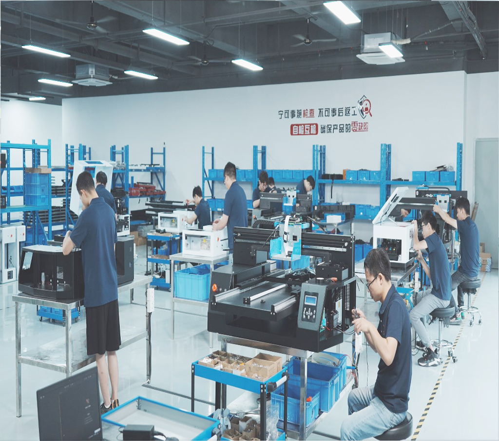 Professional uv inkjet printer assembly line with skilled engineers, ensuring high-quality production and reliable printing solutions