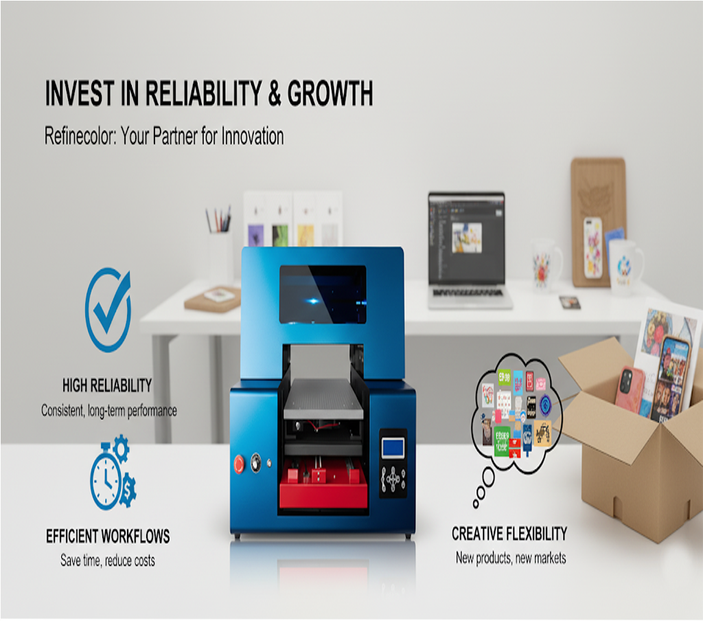 Choosing our uv ink printer means high reliability, lower costs, and creative flexibility to expand into new products and global markets