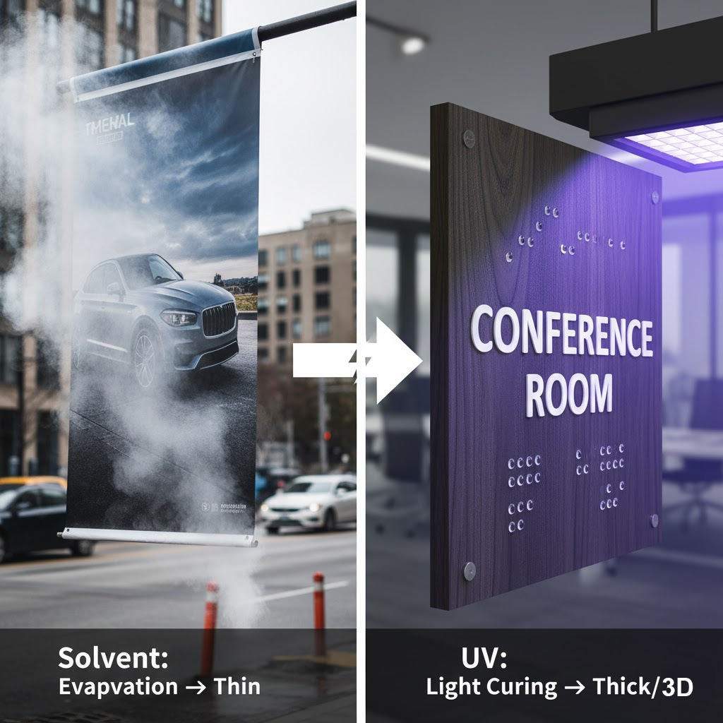 UV Vs. Solvent Printers:Why Only One Can Print Thick Layers And Braille