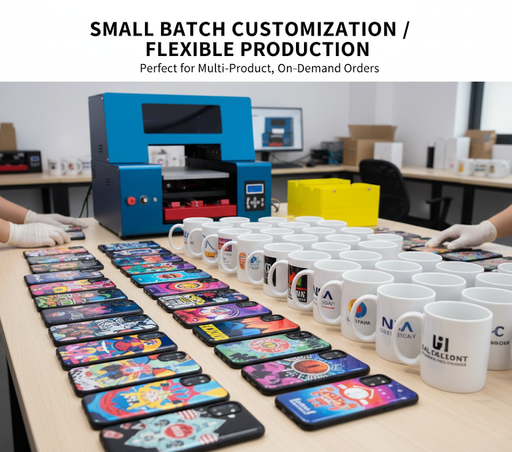 Achieve small-batch or bulk printing with a jet uv printer, perfect for design studios, custom factories, and advertising companies.