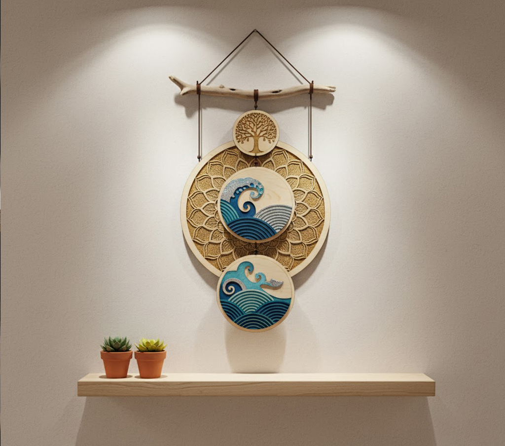 3D Printed Relief on Wood: Where Natural Texture Meets UV Art from a UV Light 3D Printer