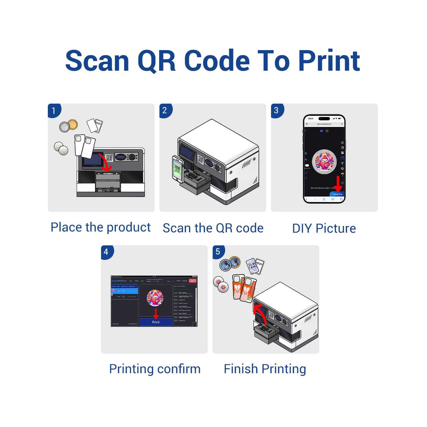 Refinecolor RF-ZP1S Multi-function Smart Wifi A5 UV Printer For Coins, Golf Ball, Phone Cases, Power bank and Mobile Electronics Printing