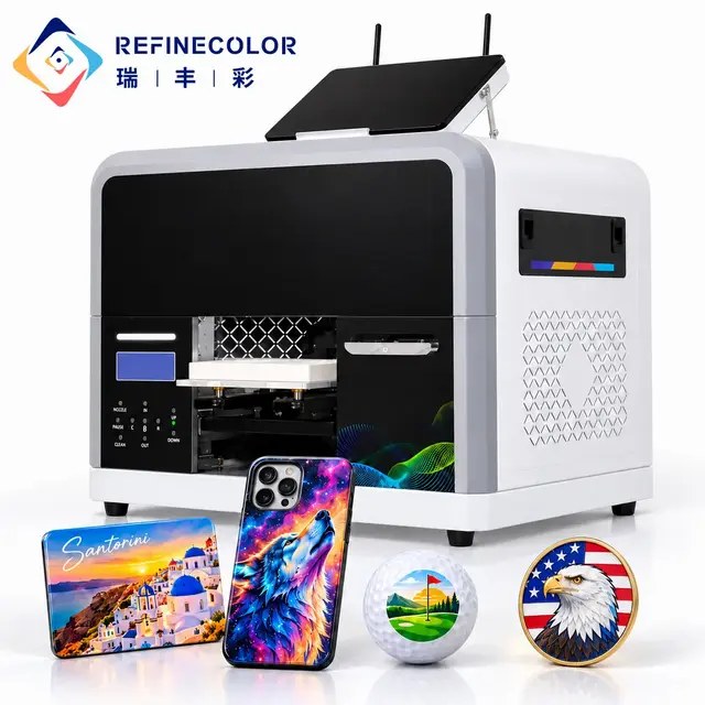 Refinecolor RF-ZP1 Multi-function Smart Wifi A5 UV Printer For Coins, Golf Ball, Phone Cases, Power bank and Mobile Electronics Printing